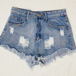 Shein Distressed High Waisted Jean Shorts